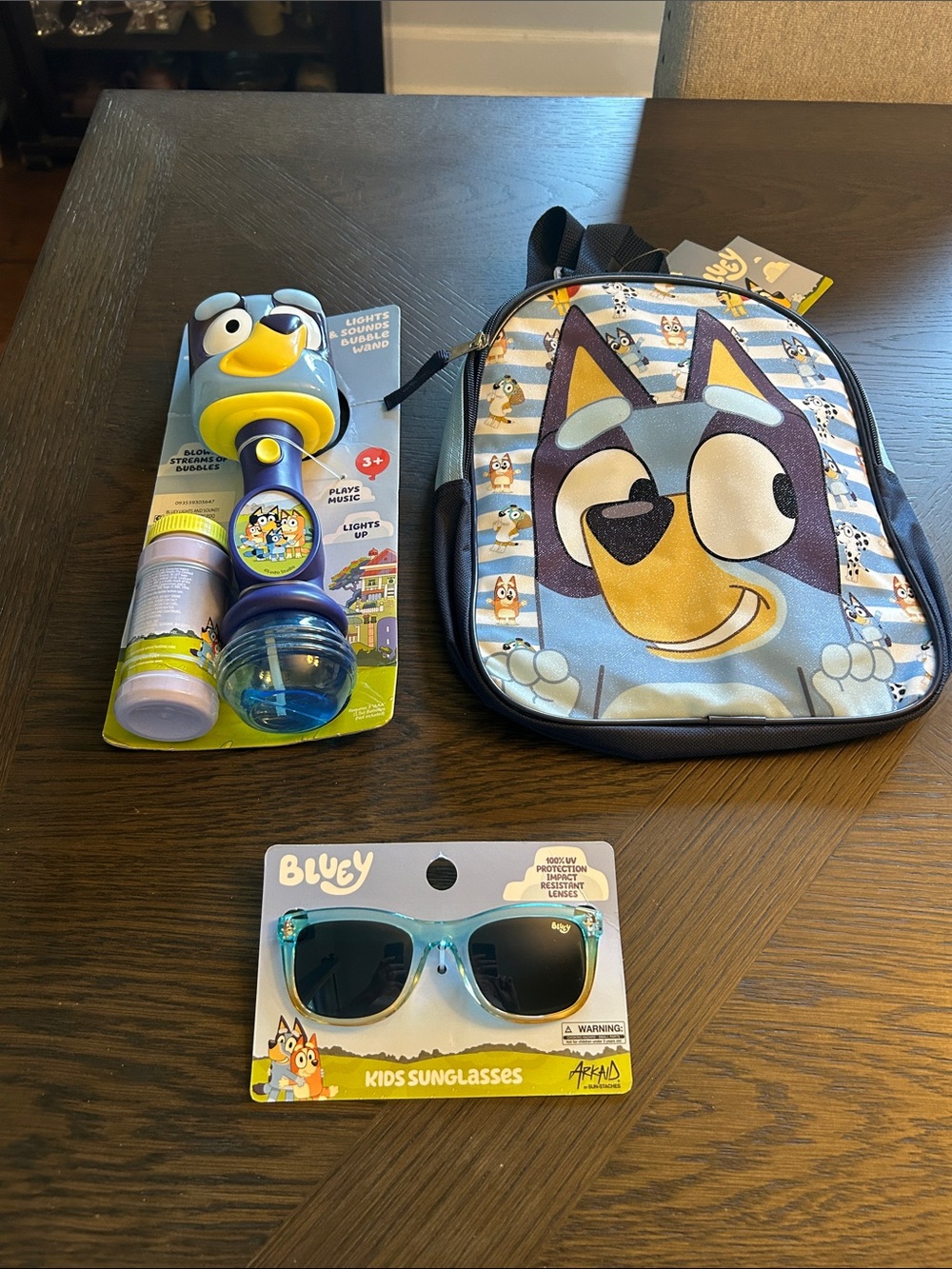 Bluey Kids Blue Backpack, Bubble Toy & Sunglasses Bundle
